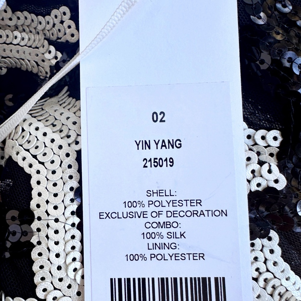 Etcetera Yin Yang Black and Silver-White Sequin Midi Dress New - Picture 4 of 8